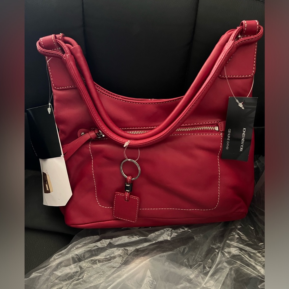Red leather Jones New York bag NWT